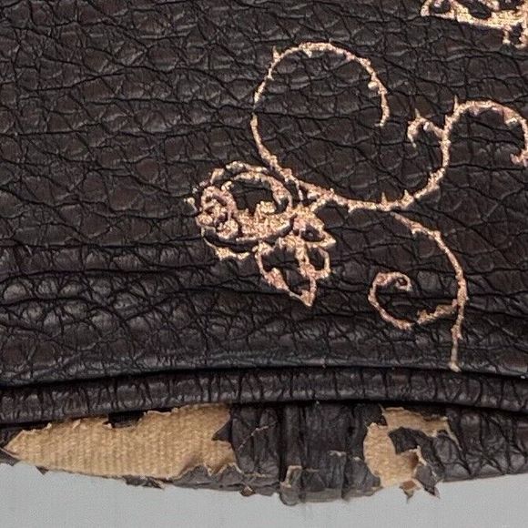 Vtg Red by Marc Ecko Sz 7"x5"x2" Handbag Clutch Buckles Brown Roses Crown Birds - Picture 15 of 16